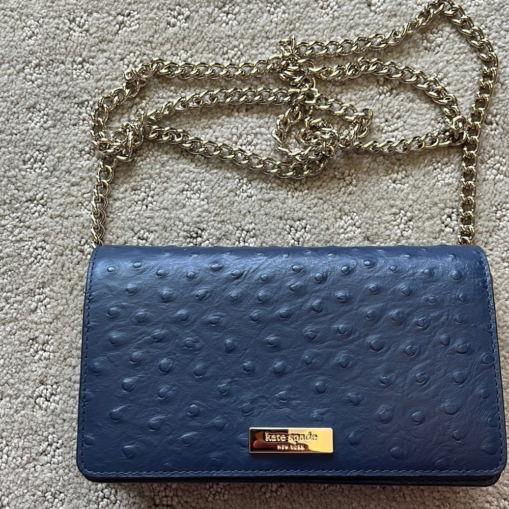 GORGEOUS Kate Spade navy faux ostrich bag
